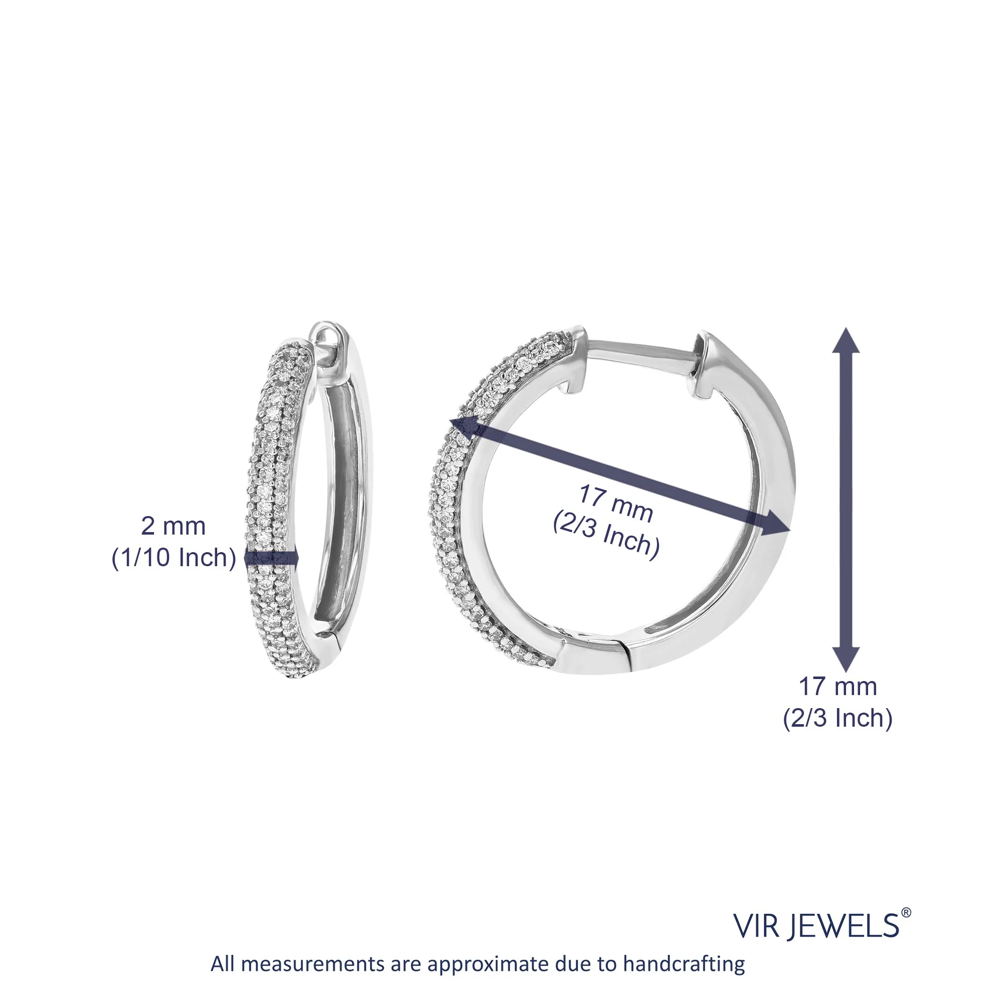 1/3 cttw Lab Grown Diamond Three Row Hoop Earrings in Sterling Silver