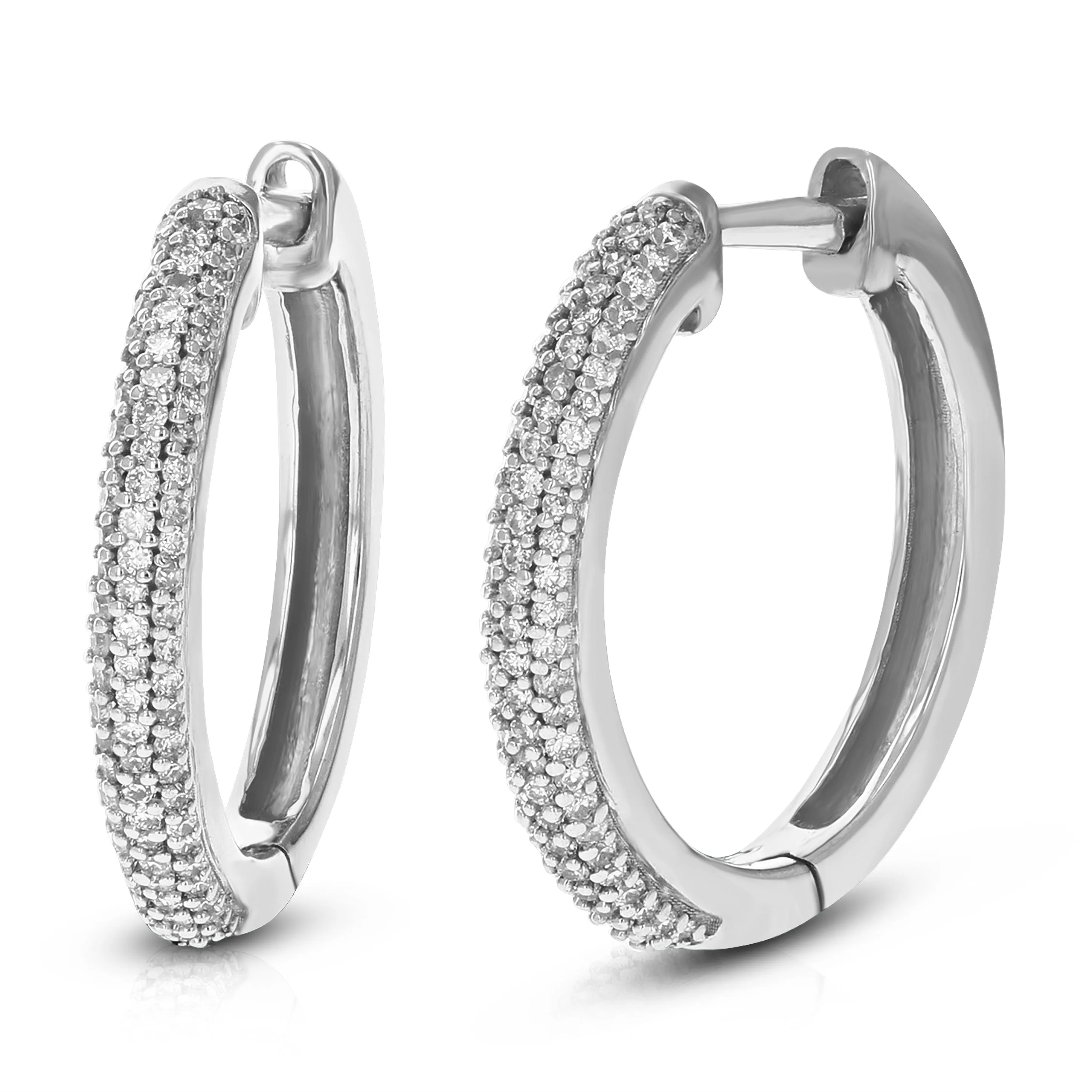 1/3 cttw Lab Grown Diamond Three Row Hoop Earrings in Sterling Silver