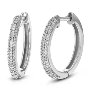 1/3 cttw Lab Grown Diamond Three Row Hoop Earrings in Sterling Silver