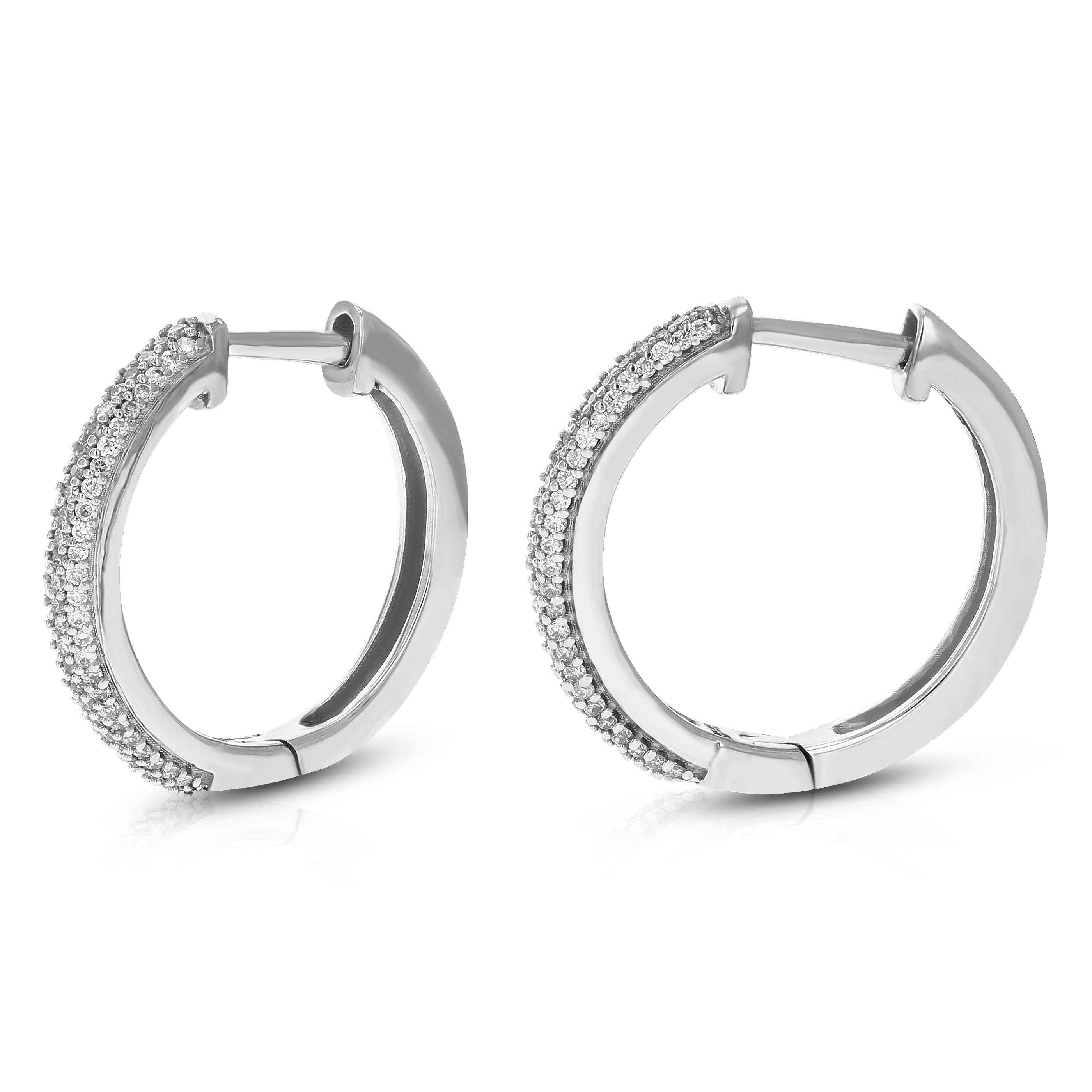 1/3 cttw Lab Grown Diamond Three Row Hoop Earrings in Sterling Silver