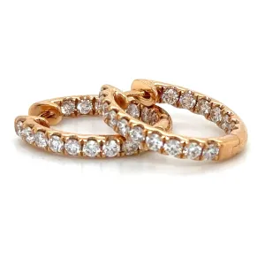 1.36ct tw Diamond Oval Inside out Huggie Hoop Earrings