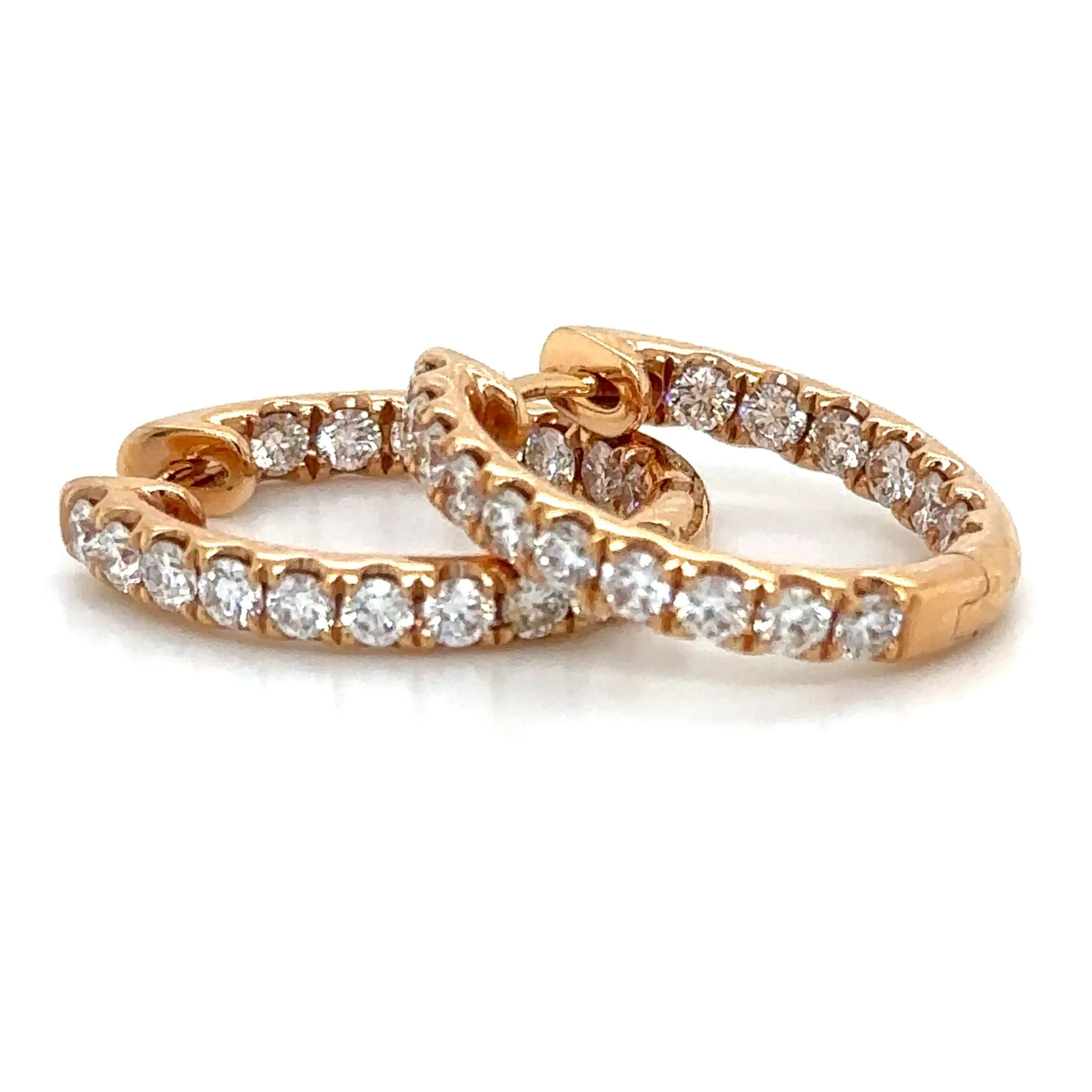1.36ct tw Diamond Oval Inside out Huggie Hoop Earrings