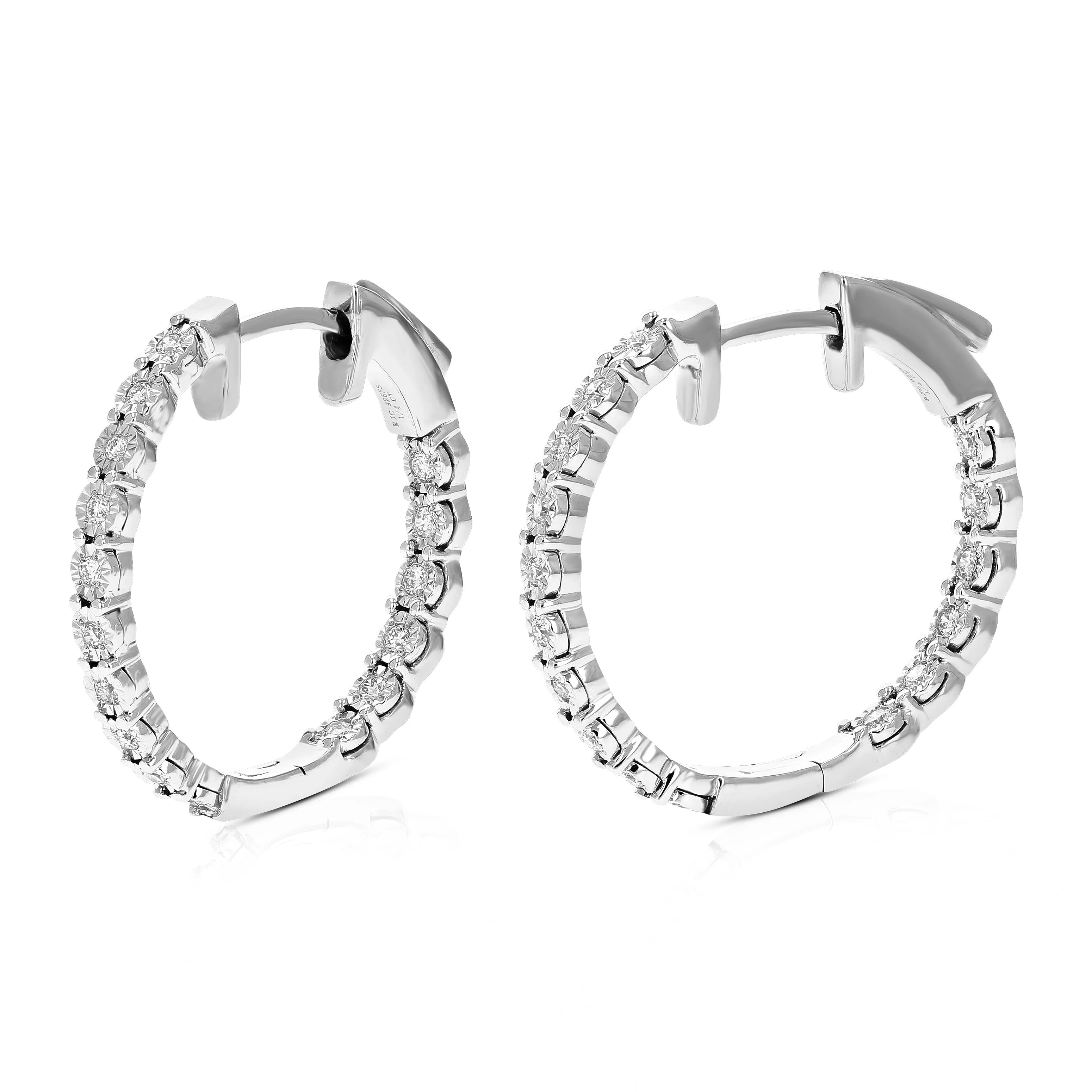 1/4 cttw Lab Grown Diamond Composite Hoop Earrings in Sterling Silver
