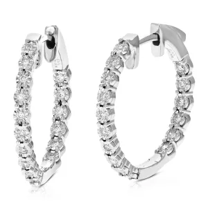1/4 cttw Lab Grown Diamond Composite Hoop Earrings in Sterling Silver