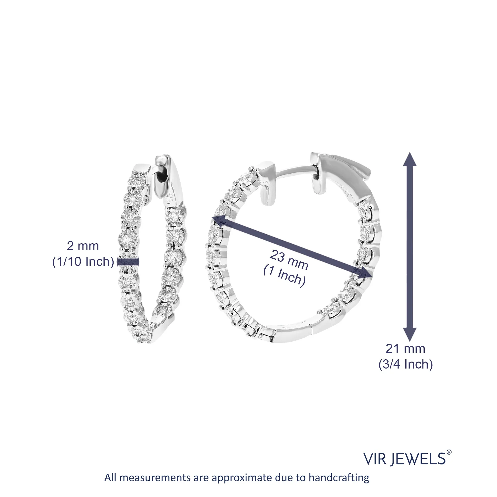 1/4 cttw Lab Grown Diamond Composite Hoop Earrings in Sterling Silver