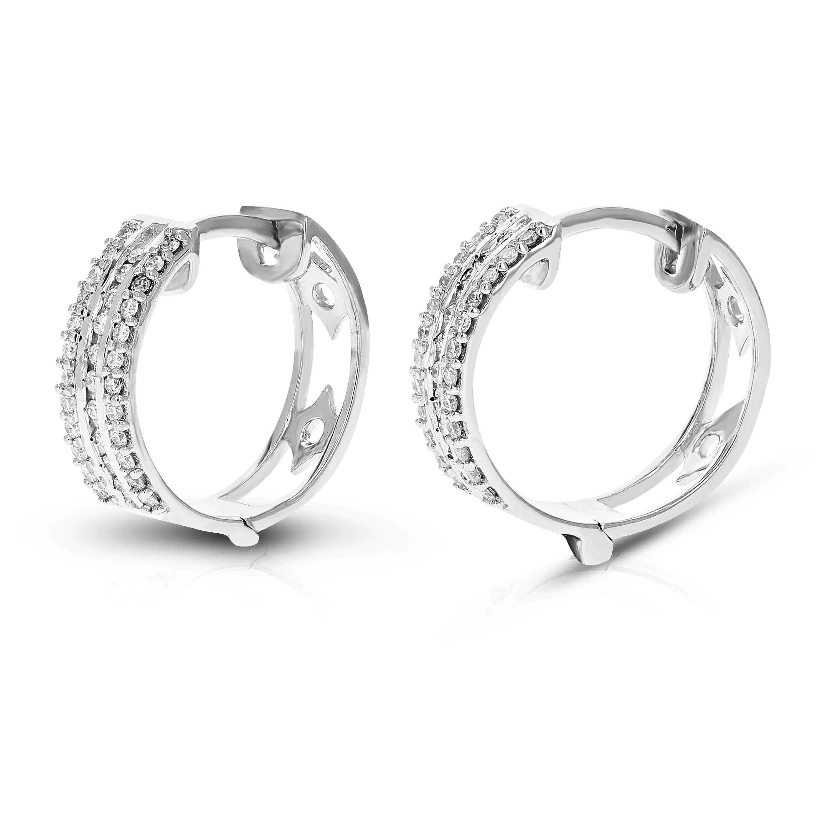 1/4 cttw Lab Grown Diamond Three Row Hoop Earrings in Silver