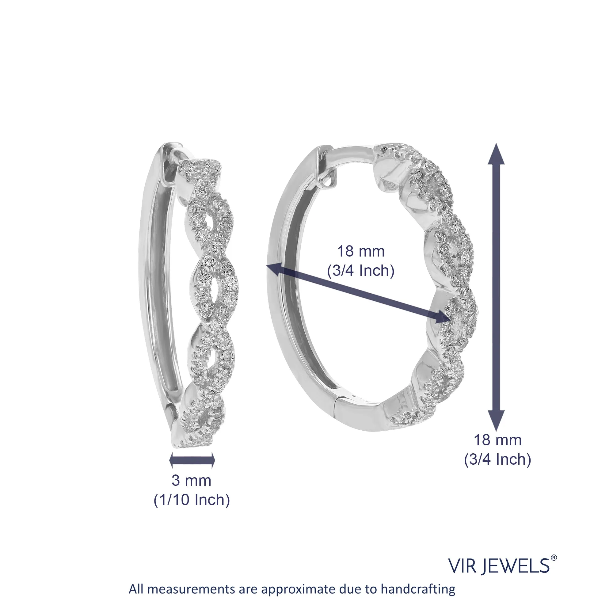 1/4 cttw Lab Grown Diamond Twisted Hoop Earrings Sterling Silver