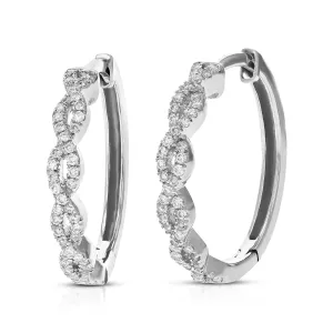 1/4 cttw Lab Grown Diamond Twisted Hoop Earrings Sterling Silver