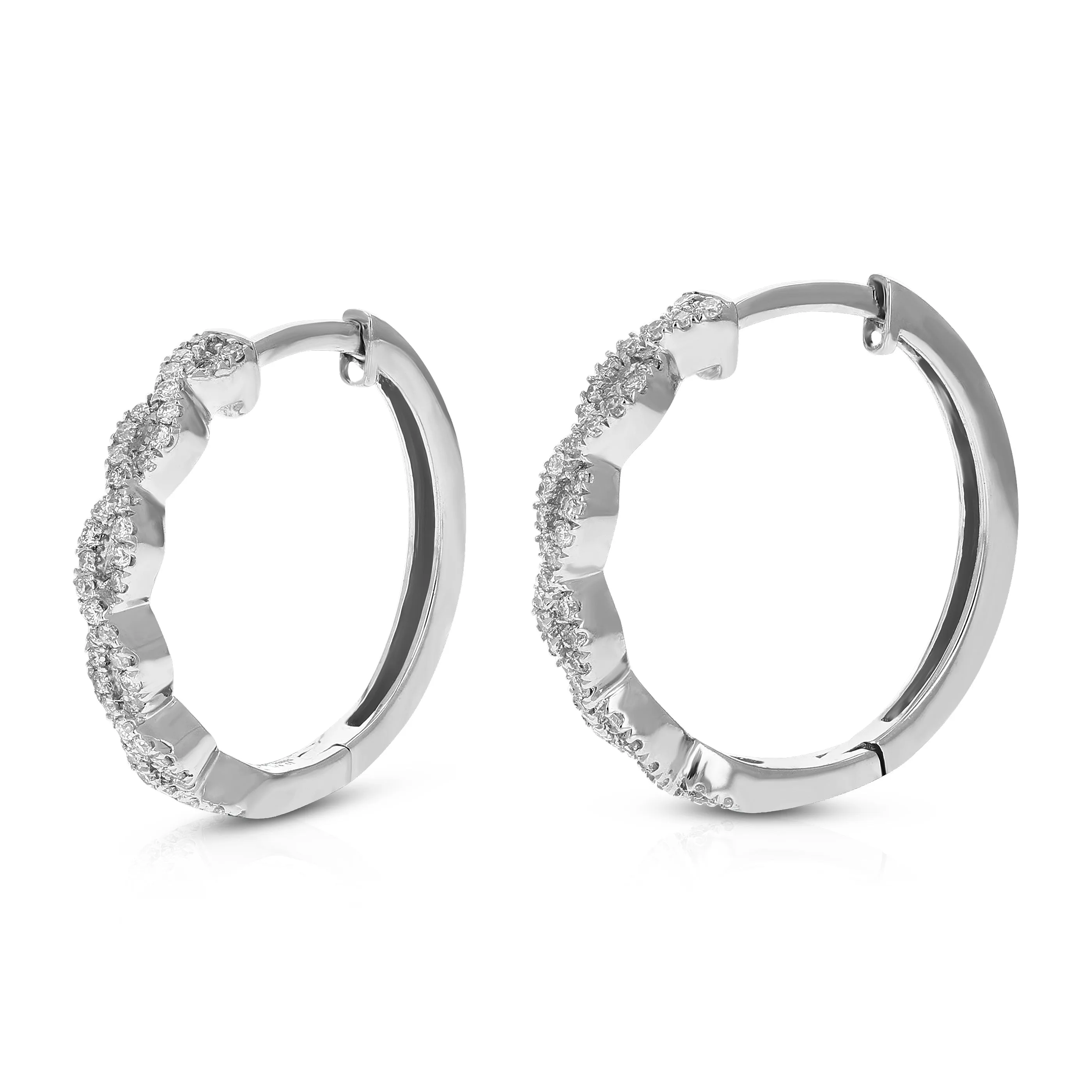 1/4 cttw Lab Grown Diamond Twisted Hoop Earrings Sterling Silver