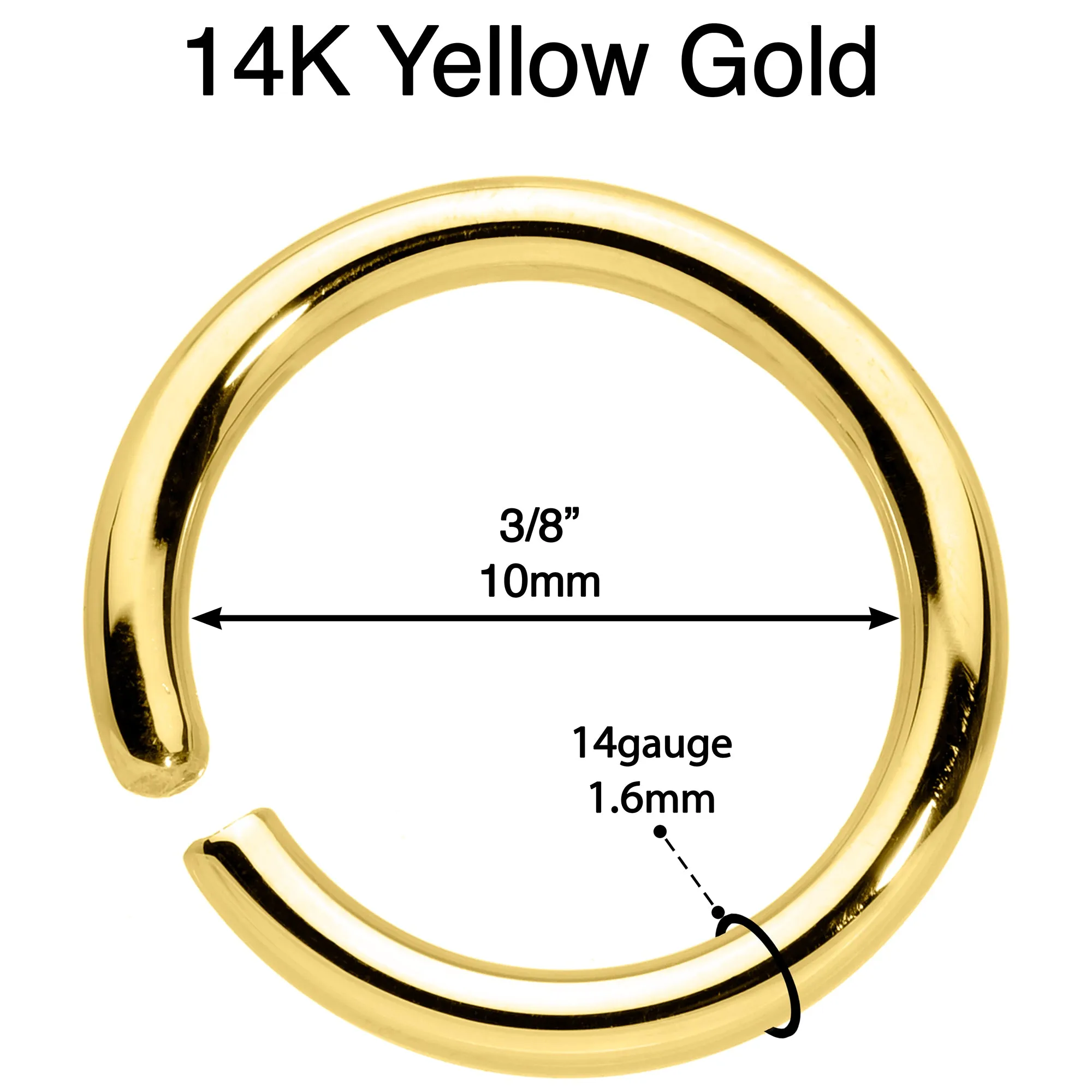 14 Gauge 3/8 Handcrafted Solid 14k Yellow Gold Seamless Circular Ring