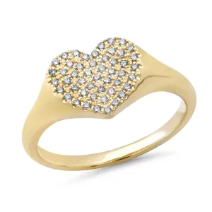14k Diamond Signet Heart Ring lo