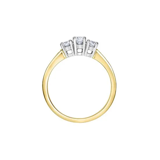 14K Gold (0.50ct) Three Stone Diamond Engagement Ring Yellow