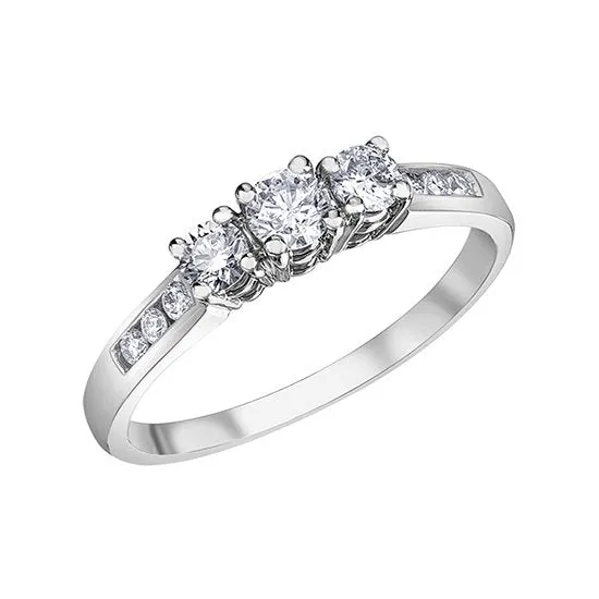 14K Gold (0.50ct) Three Stone Diamond Engagement Ring Yellow