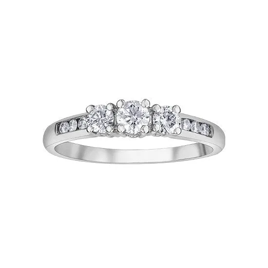 14K Gold (0.50ct) Three Stone Diamond Engagement Ring Yellow