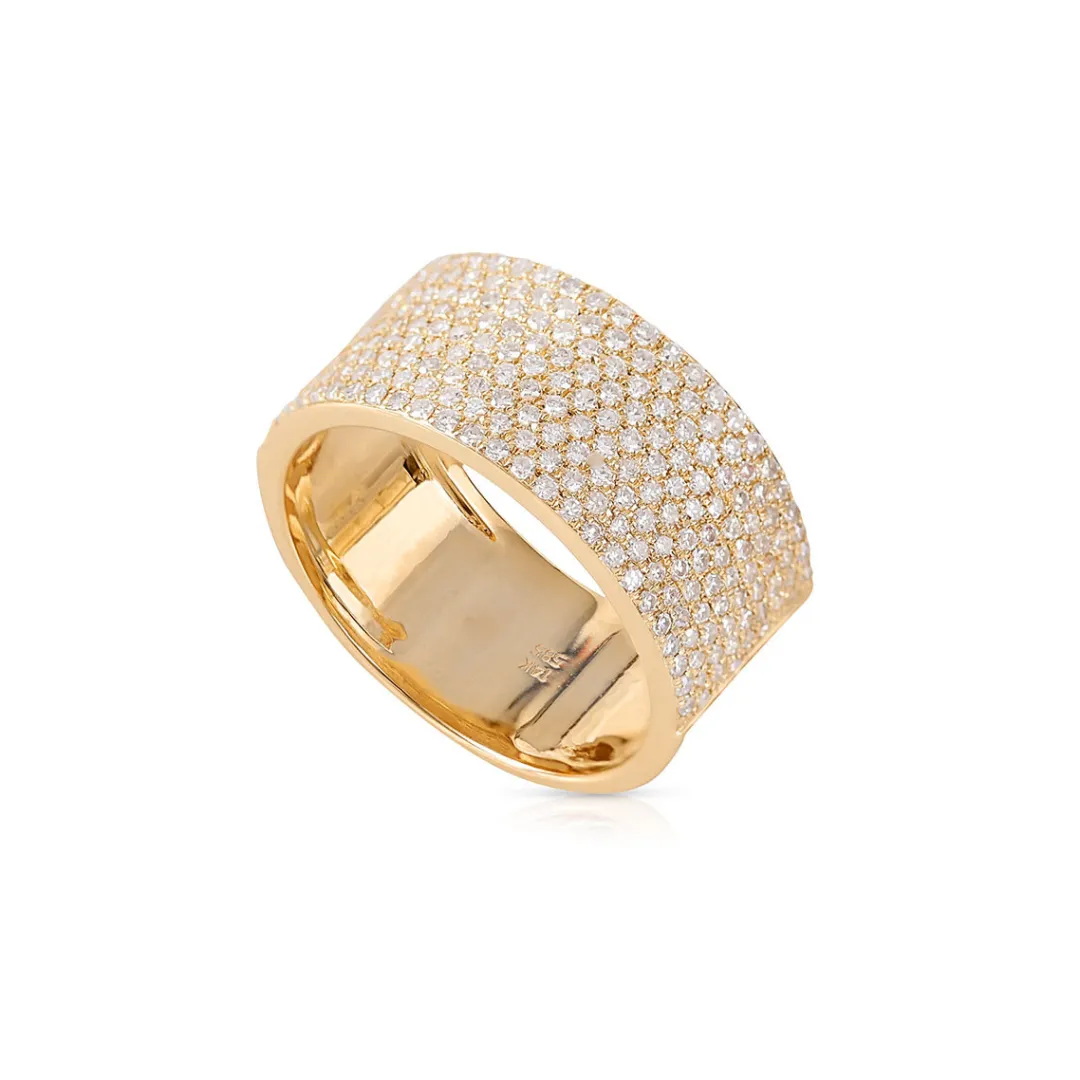 14K GOLD AND HALF DIAMOND CIGAR BAND RING