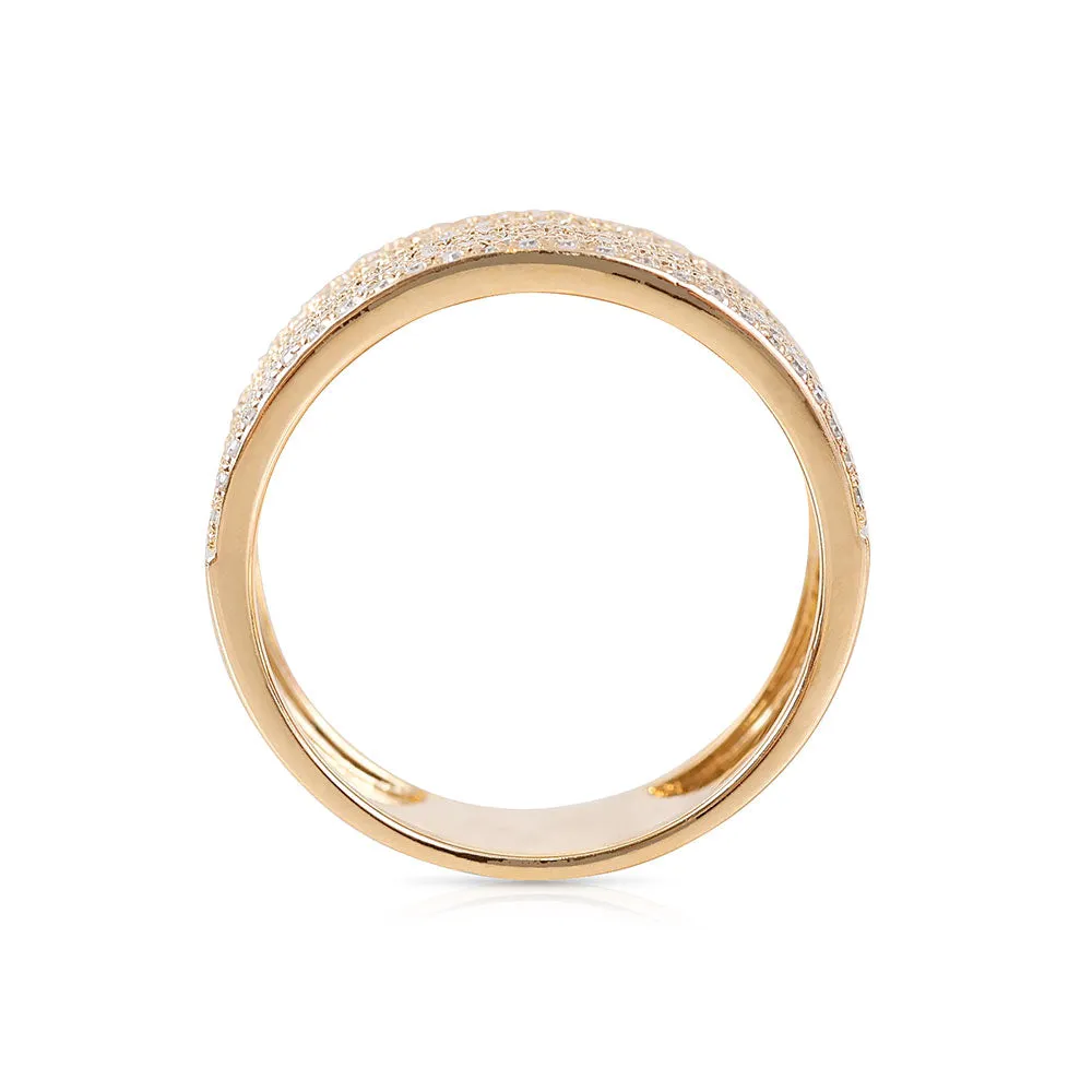 14K GOLD AND HALF DIAMOND CIGAR BAND RING
