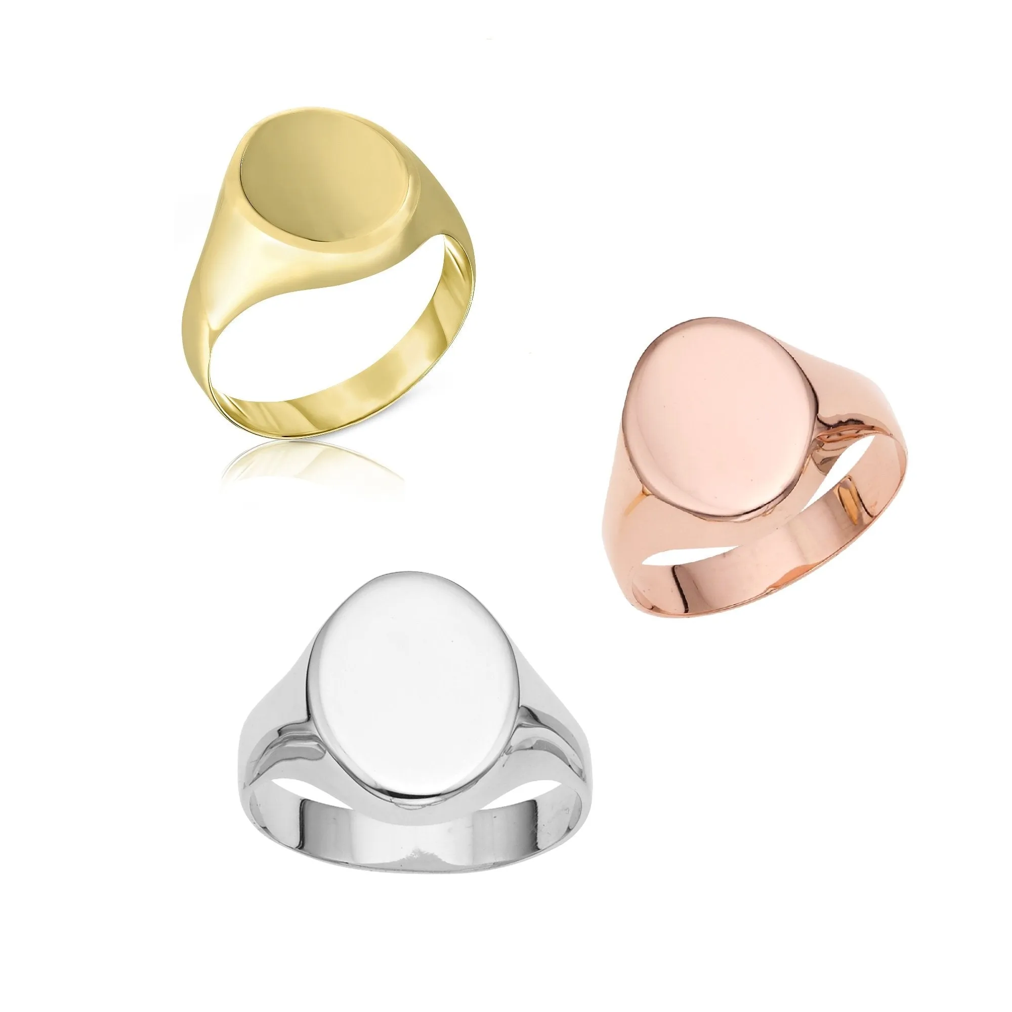 14K Gold High Polish Signet Rings