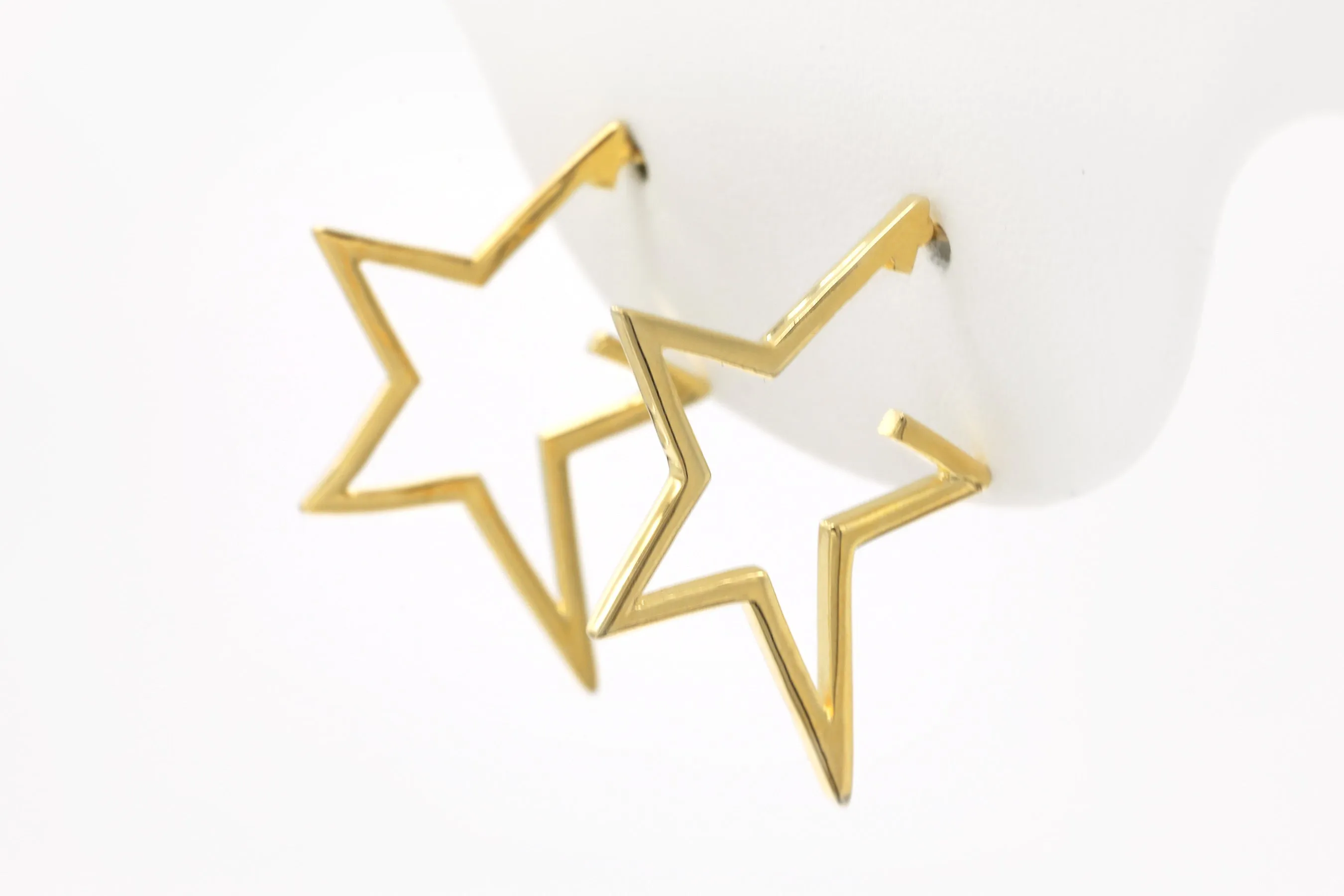 14k Gold Plated Star Hoop Earrings