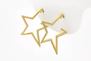 14k Gold Plated Star Hoop Earrings