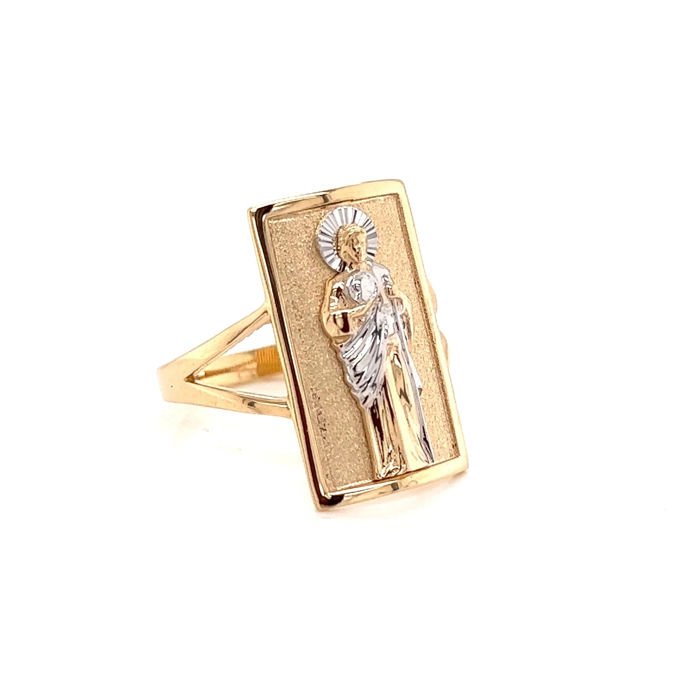 14K GOLD Saint Jude Ring Bright White