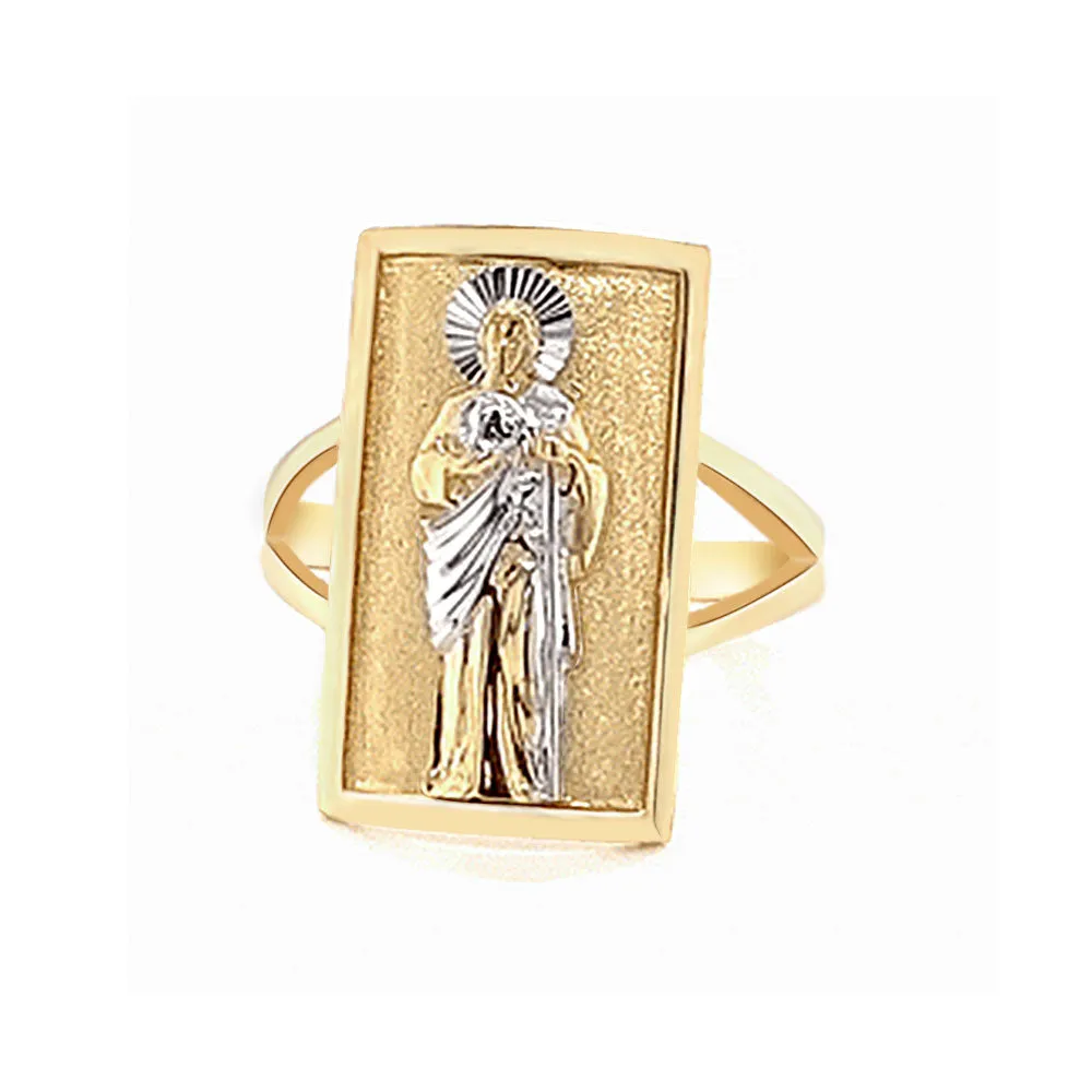 14K GOLD Saint Jude Ring Bright White