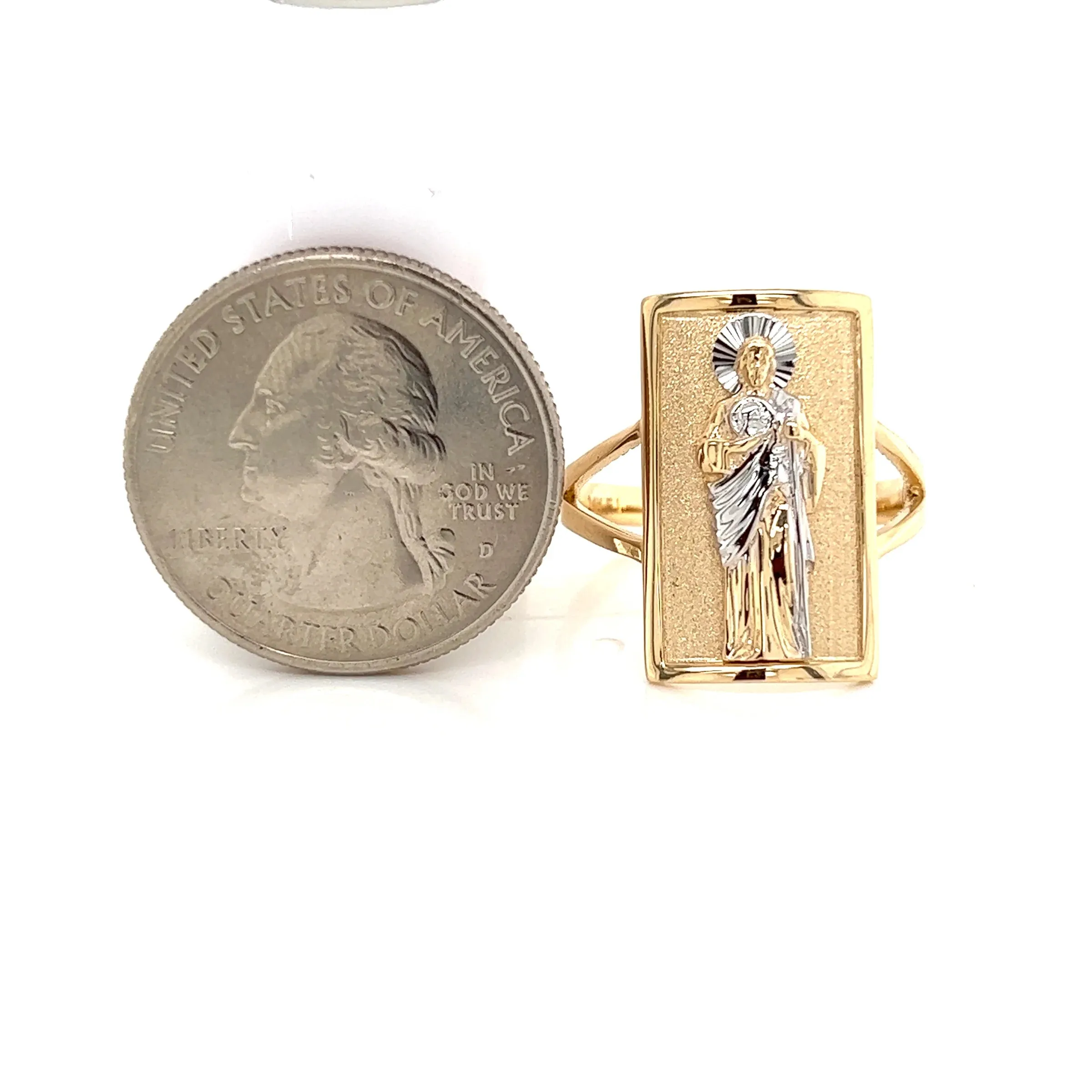 14K GOLD Saint Jude Ring Bright White