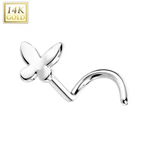 14K Solid Gold Butterfly Top Nose Screw Ring