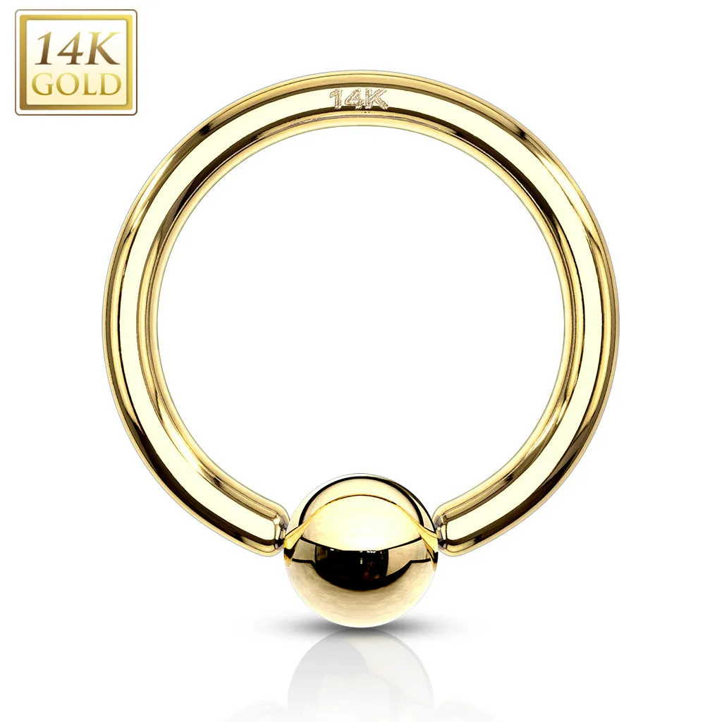 14K Solid Gold Hoop Captive Bead Rings