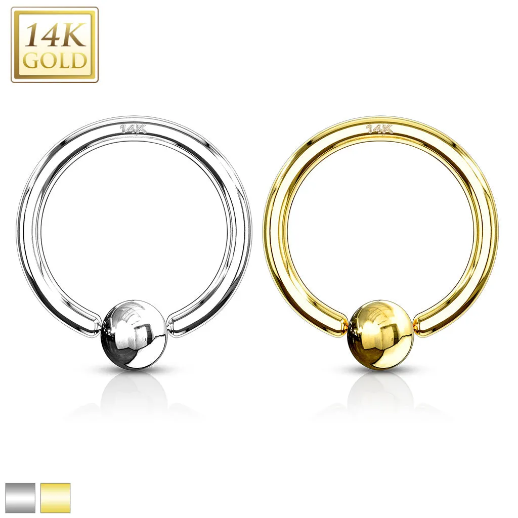 14K Solid Gold Hoop Captive Bead Rings