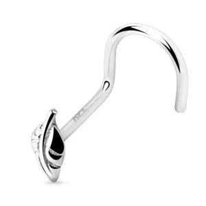 14K Solid Gold Leaf Top Nose Screw Ring
