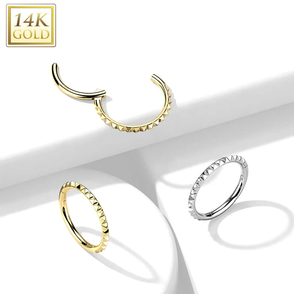 14K Solid Gold Pyramid Cut Segment Hoop Ring Nose Septum Daith