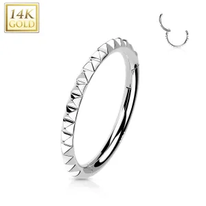 14K Solid Gold Pyramid Cut Segment Hoop Ring Nose Septum Daith