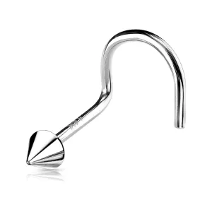 14K Solid Gold Spike Top Nose Screw Ring