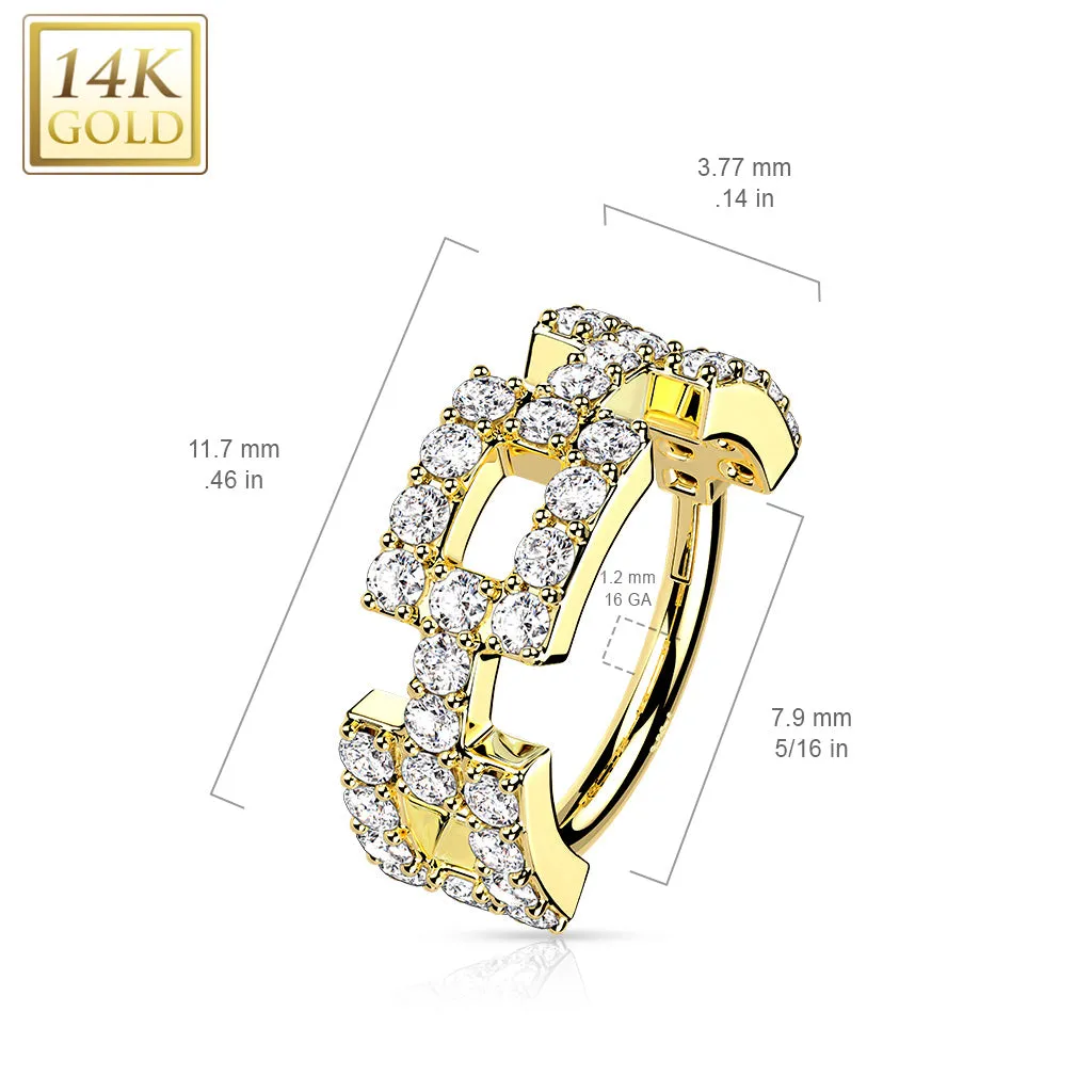 14K Solid Gold Square Segment Hoop Ring Nose Septum Daith