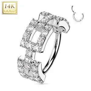 14K Solid Gold Square Segment Hoop Ring Nose Septum Daith