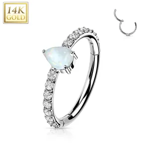 14K Solid Gold Teardrop Segment Hoop Ring Nose Septum Daith