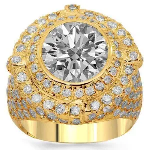 14K Solid Yellow Gold Mens Diamond Ring 5.63 Ctw