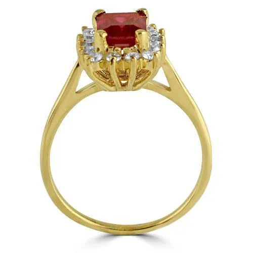 14K Solid Yellow Gold Womens Diamond Ruby Ring 0.50 Ctw