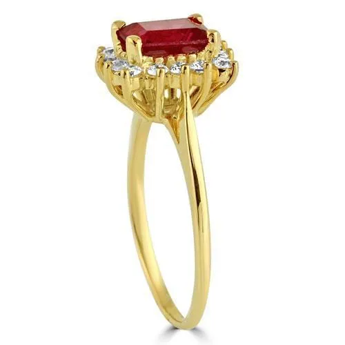 14K Solid Yellow Gold Womens Diamond Ruby Ring 0.50 Ctw