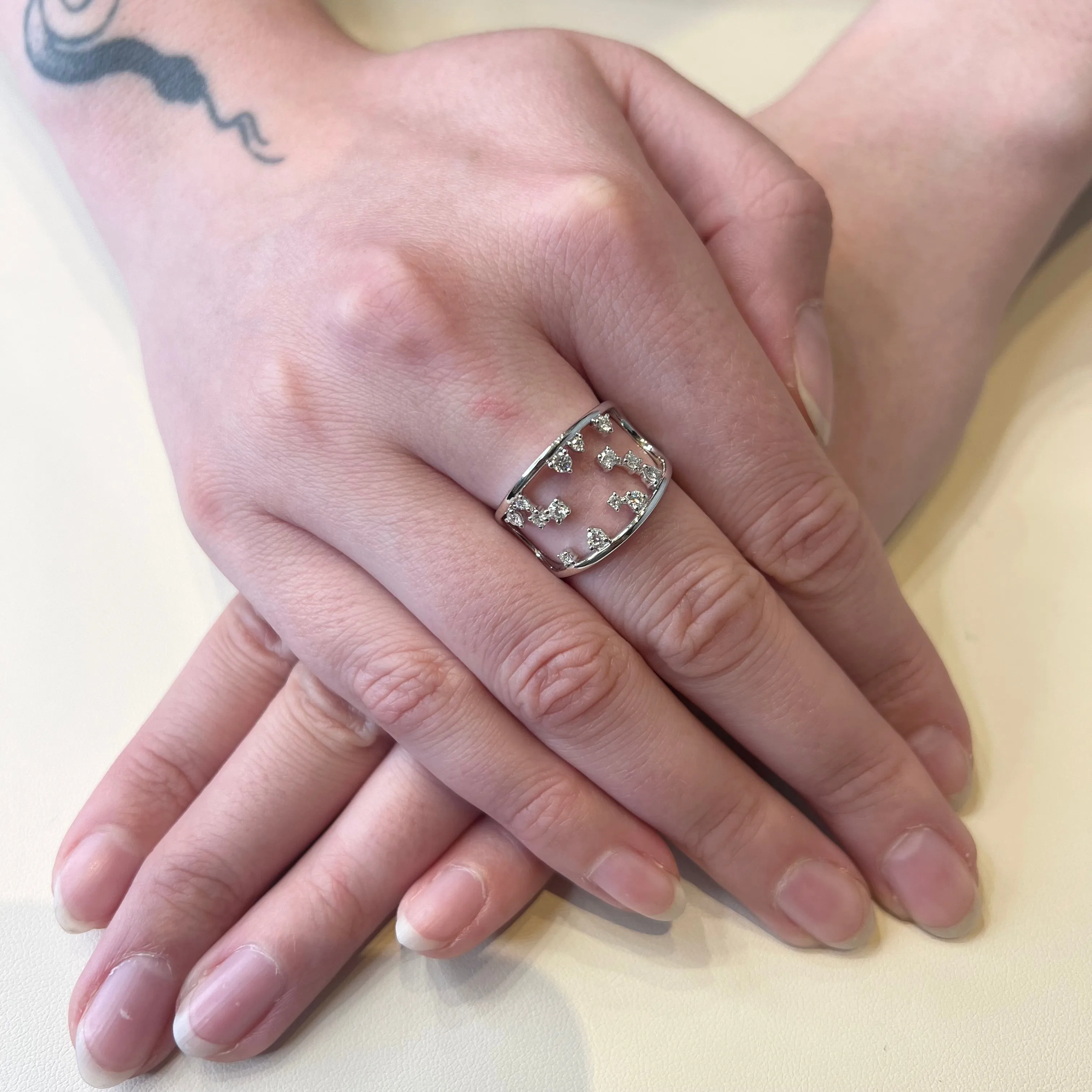 14K White Gold (0.52ct) Diamond Waterfall Ring