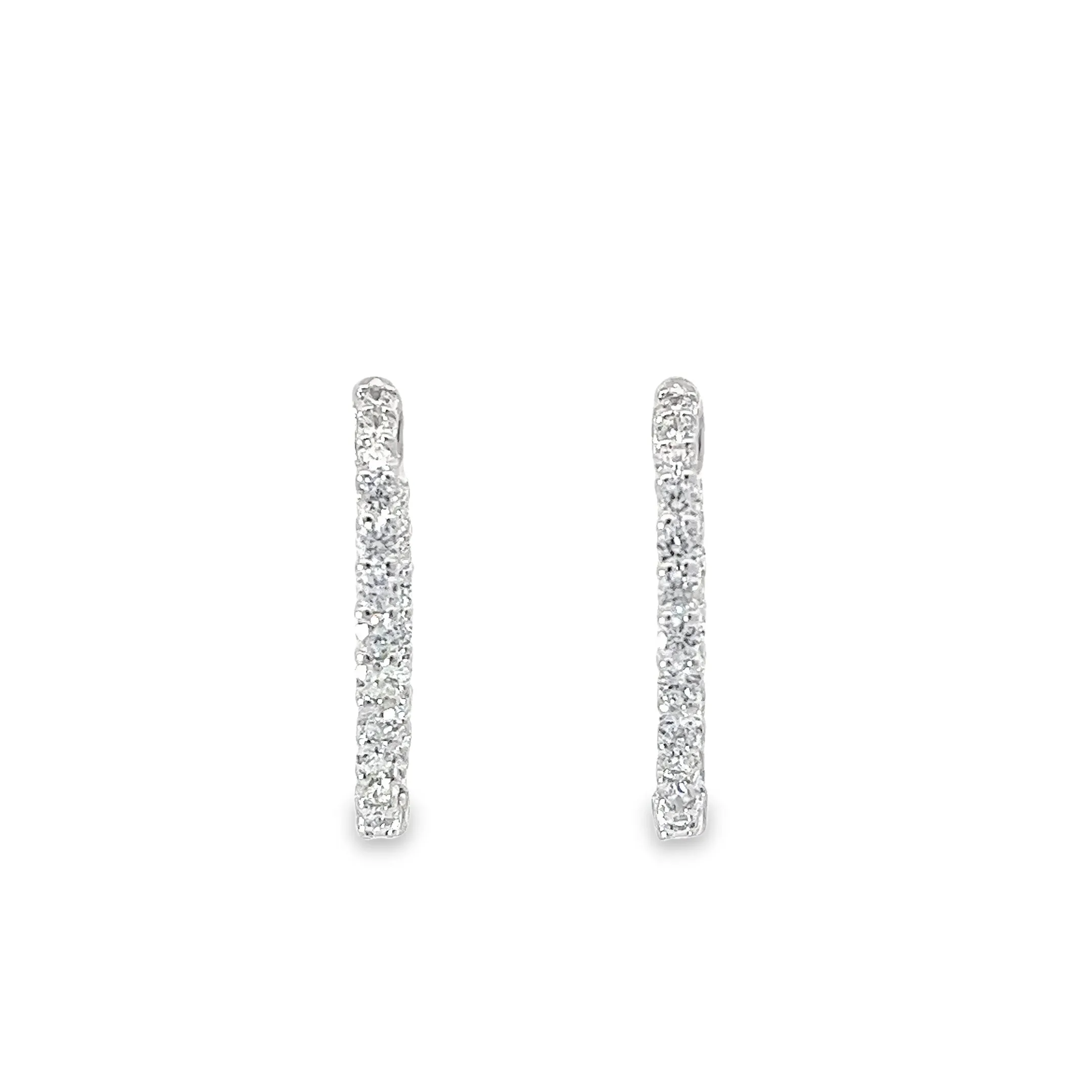 14K WHITE GOLD 2.25CT F SI1 1"INCH INSIDE OUT DIAMOND HOOPS