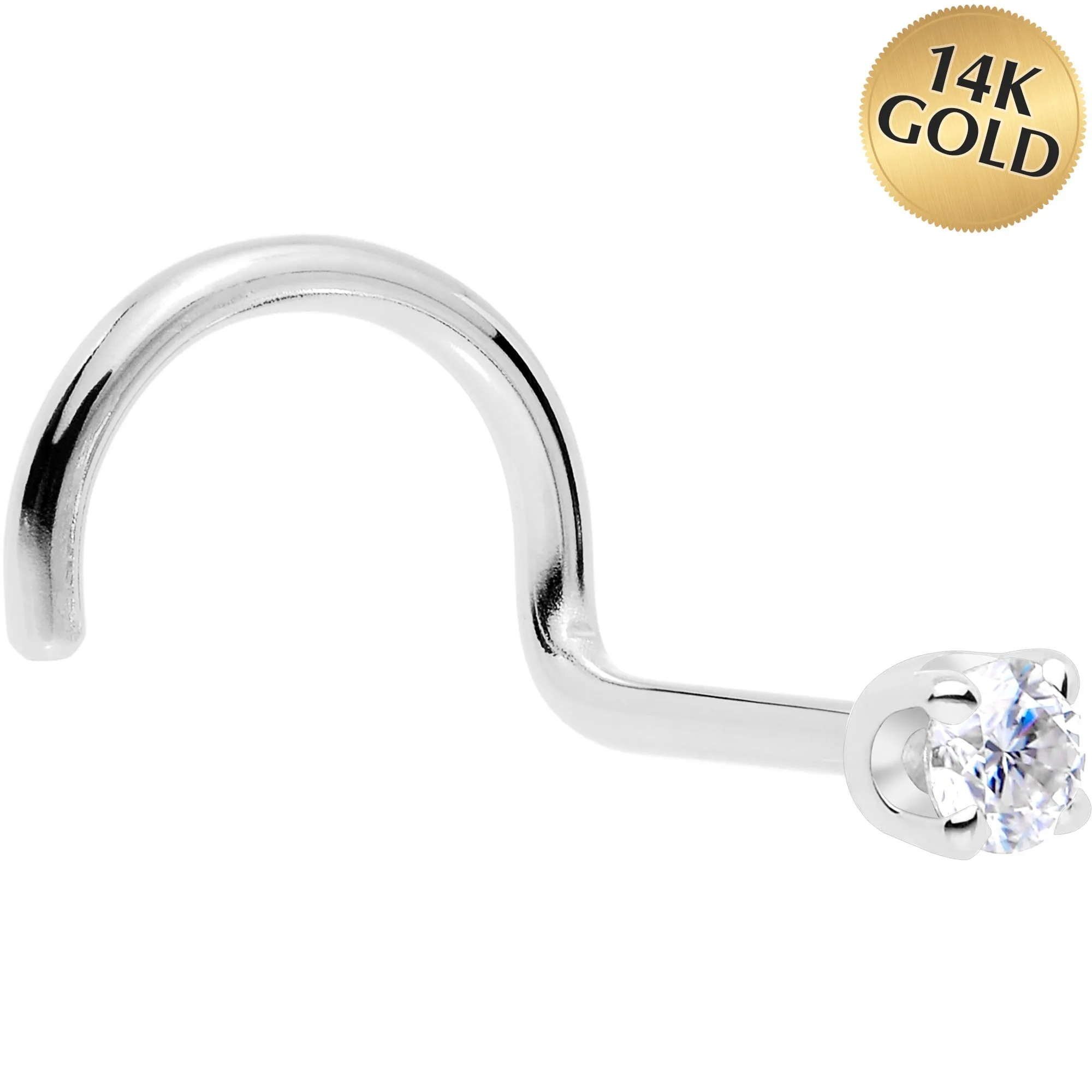 14k White Gold 2mm Moissanite Nose Ring