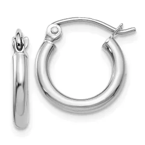 14k White Gold 2MM Round Hoop Earrings
