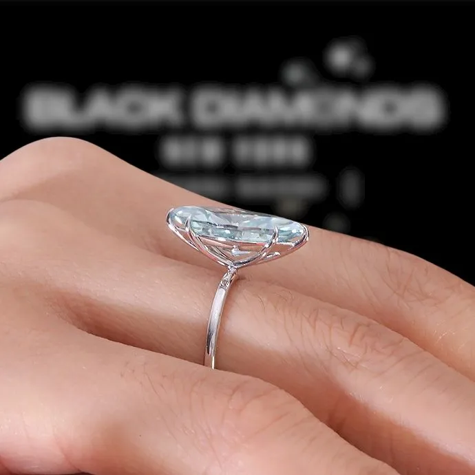 14k White Gold 3.0 Ct Marquise Cut Diamond Engagement Ring