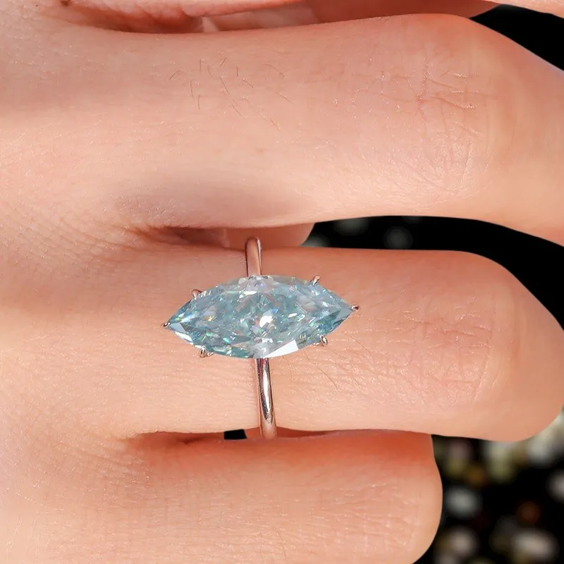 14k White Gold 3.0 Ct Marquise Cut Diamond Engagement Ring