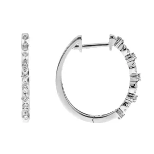 14K White Gold Circle Hoop Station Diamond Earring