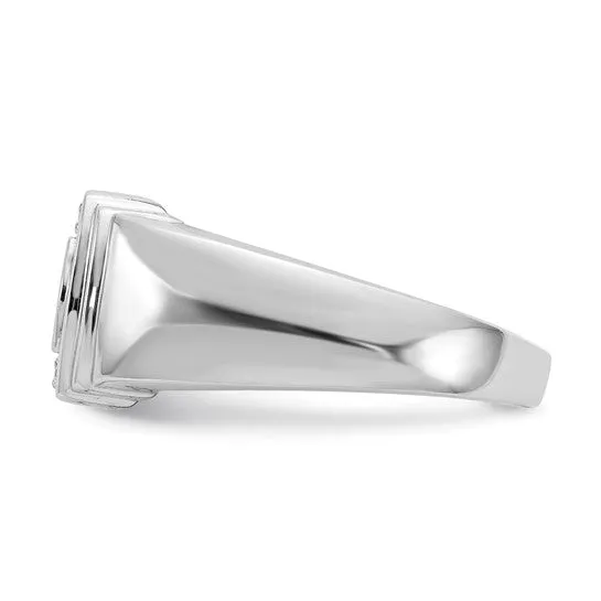 14k White Gold Men's Diamond Dad Ring