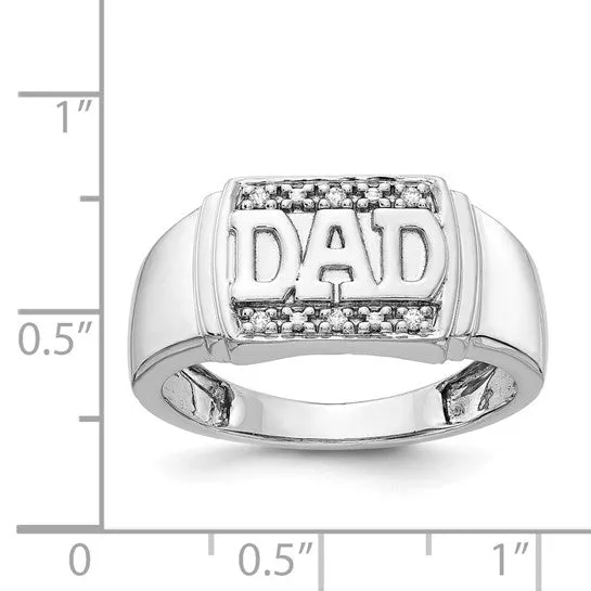 14k White Gold Men's Diamond Dad Ring