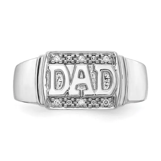 14k White Gold Men's Diamond Dad Ring