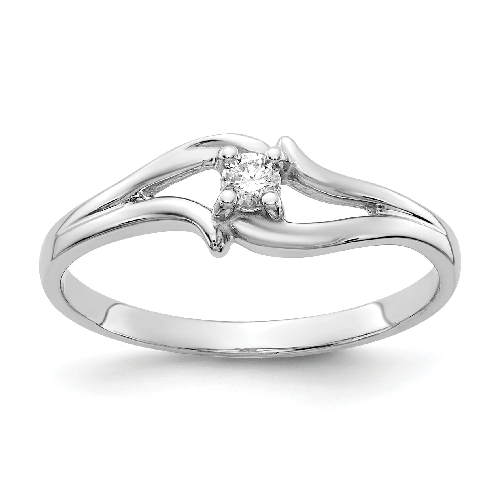 14k White Gold Polished Diamond Ring